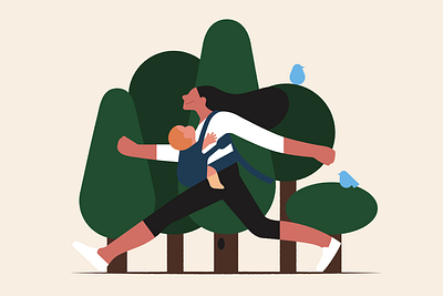 Spring baby character forest graphic design illust illustration mom woman
