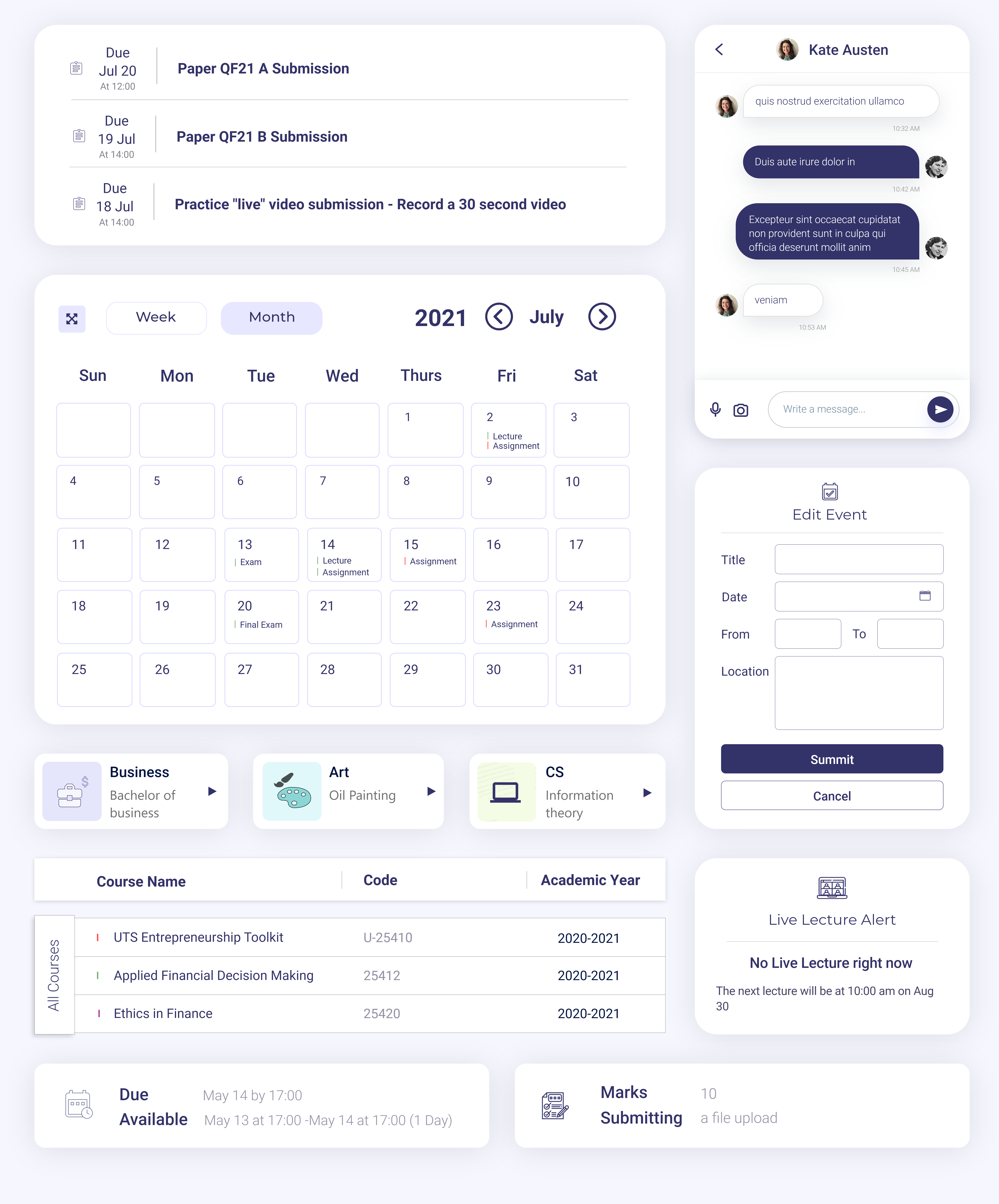 Design components for course management system cms component components course dashboard design lms management ui user interface ux
