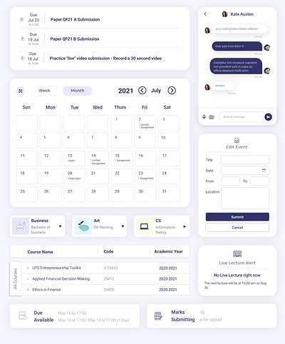 Design components for course management system cms component components course dashboard design lms management ui user interface ux