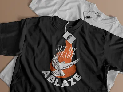 "Set My Heart Ablaze" Shirt ablaze church college design dove fire flame graphic design heart merch ministry shirt students worship youth