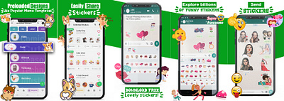 WhatsApp Stickers Screenshot Design app design app store branding graphic design playstore screenshot design ui design whatsapp stickers