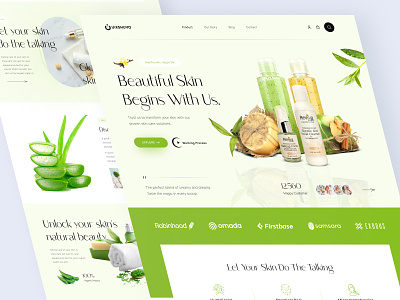 Skin Care Website UI UX Design beauty ui clean landing page minimal modern landing page modern website skin care skin care landing page skin care website ui design uiux web design website design