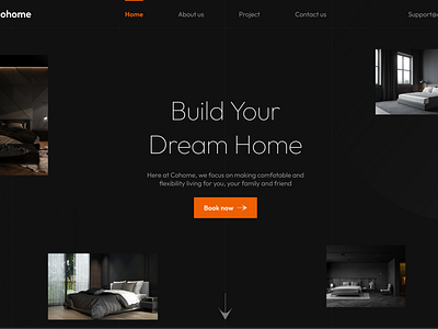 Cohome - Interior Landingpage Website animation architecture clean dark theme homapage home interface interior landingpage layout minimal modern room ui uiux web web design website