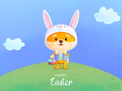 Happy Easter 2023 bunny cartoon character children cute easter egg hunt illustration kids kitlitart mexico rabbit rabbit shiba inu shiba inu