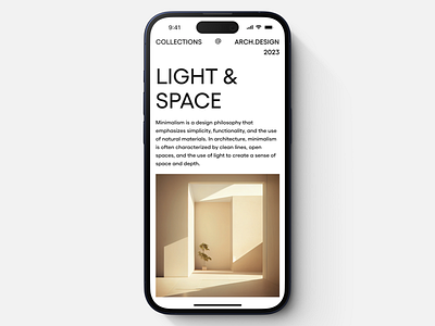 Arch Editorial app architecture balanced blog design editorial ios iphone iphone 14 pro light mode minimal minimalist minimalistic mobile modern ui ui design uiux user interface visual identity