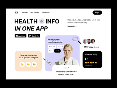 Medical app product page animation design illustration interaction landing page landing page design motion motion design product page product page design ui user experience user interface ux web design website website design