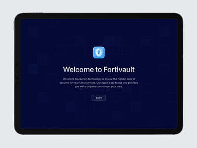 Fortivault - loading screen of the iPad app animation application blockchain data datastorage decentralization digitalassets ipad loadingscreen onboarding securedata welcome