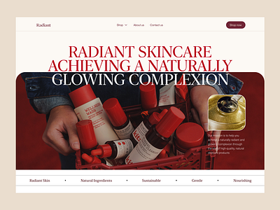 Skincare- Beauty Landing page concept beautysleep cleanbeauty design flatdesign skincareroutine ui