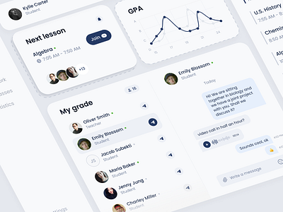 School Dashbord UI Concept clean daily dashboard design education light school ui ux web design