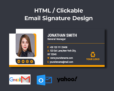 HTML / Clickable / Animated Email Signature Design advertisement animated signature corporate email signature design email signature gmail email signature outlook email signature templates gmail signature graphic design html email signature