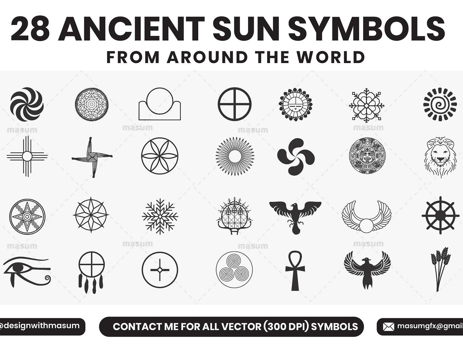 28 ancient sun symbols from around the world by Grapixus on Dribbble