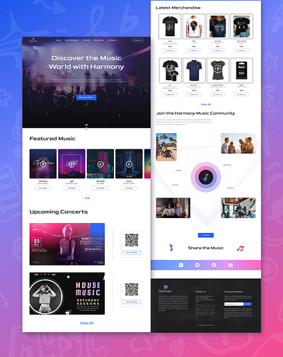 Landing Page Design for Harmony (Music Industry) connect with others