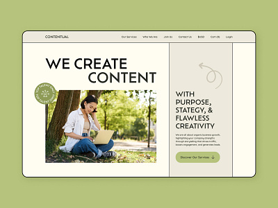 Content Writing Website Hero UI/UX Concept agency content writing eco green landing ui ux web design website