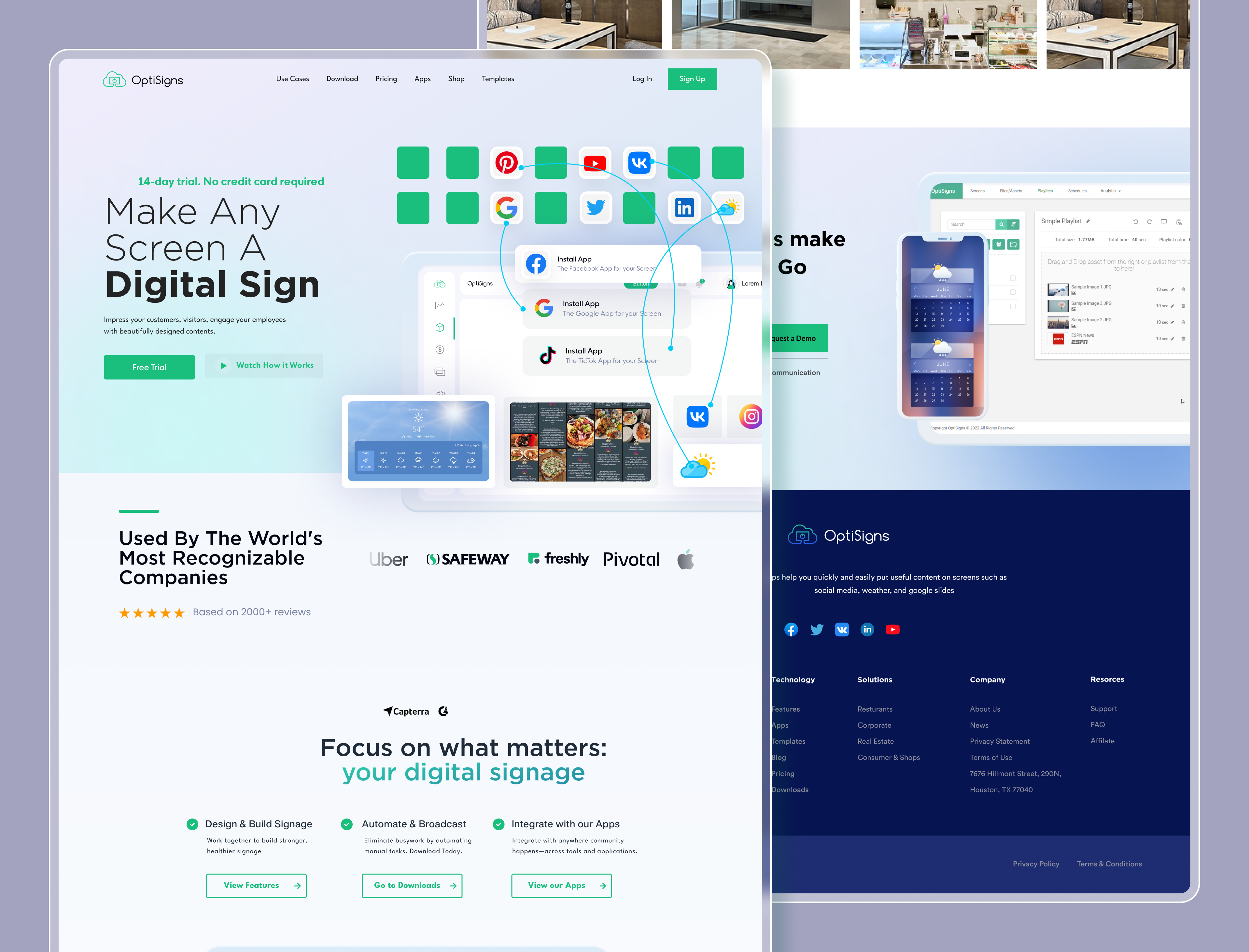 OptiSigns Website Design Concept 3d agency animation branding design digital graphic design homepage illustration landingpage logo muslim product ripon typography uidesign uiux ux design vector website