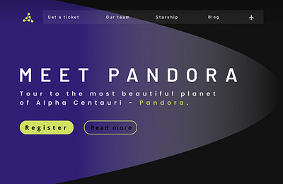 Meet Pandora - the most beautiful planet of Alpha Centauri. darkblue design firstpage graphic design landing pandora spacetour ui