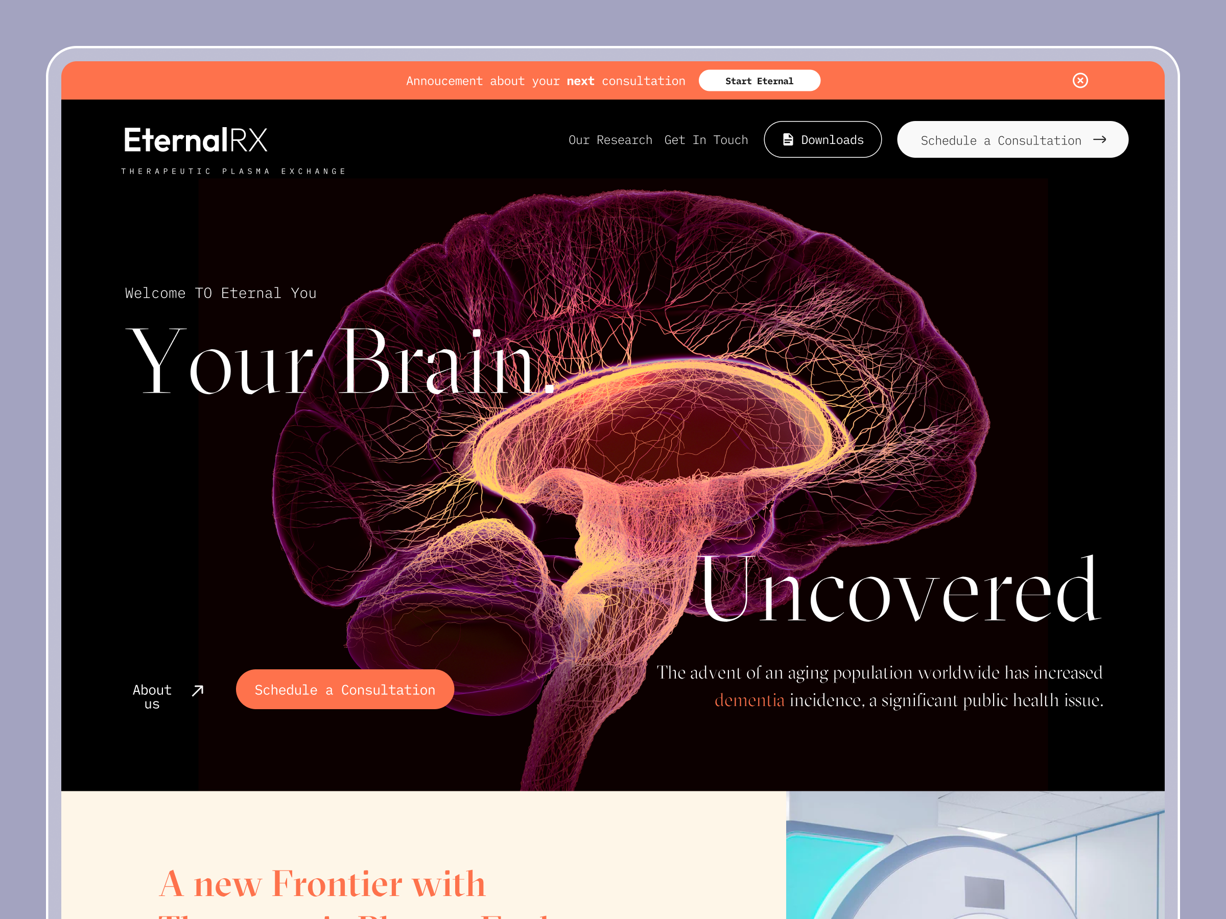 EternalRx Health Website Redesign Concept 1 animation brain branding design health homepage illustration landingpage logo medical motion graphics muslim ripon treatment typography uidesign uiux ux design vector website
