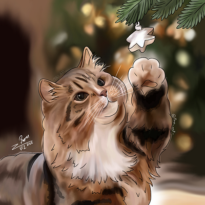 Christmas Family & pet portrait art artist commisions commission digital art illustration illustrations illustrator pet ilustration