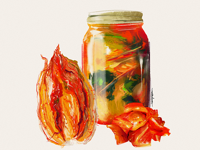 Kimchi aapi digital art digital illustration food food art food illustration illustration kimchi korean american korean food menu design nkpcreate restaurant design restaurant menu