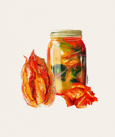 Kimchi aapi digital art digital illustration food food art food illustration illustration kimchi korean american korean food menu design nkpcreate restaurant design restaurant menu