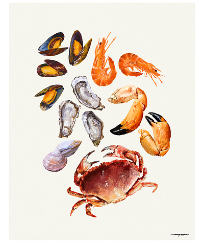 Seafood Special digital art digital illustration food food art food illustration hospitality illustration illustrator menu design nkpcreate oysters restaurant design seafood shellfish