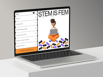 Stem is Fem - Website for online educational project classes e learning education landing page minimal online courses online school school science stem study ui ux webpage website