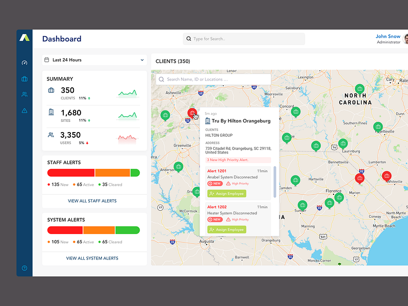 UI Design - Hospitality IoT Alert System application concept design real problem ui ui design ux visual wireframe