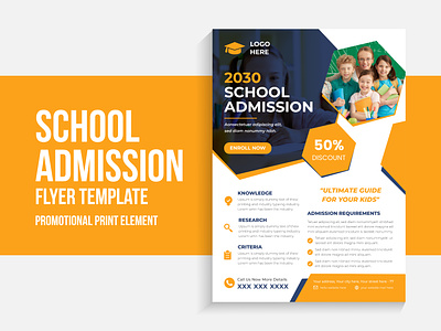 Kids School Admission Flyer Design admission flyer admission open branding brochure college education flyer flyer flyer design graphic design kids logo school school admission