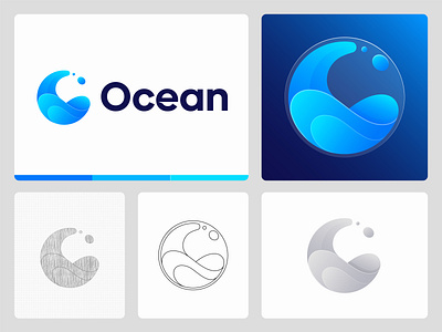 Ocean Logo - Water Engineering Technology Logo aqua beach branding creative logo design drop droplet icon logo logotype modern logo ocean river saas sea startup symbol water logo wave waves