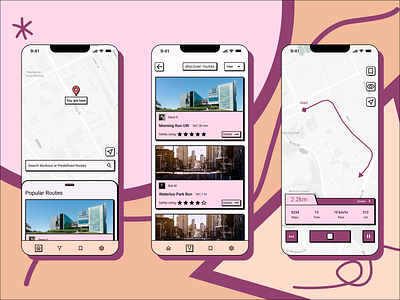 SafeRoutes: Running App design graphic design ui ux