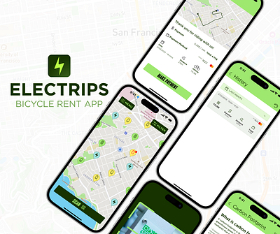 Electrips | Concept Bike Rent Application bicycle rent figma mobile mobile application photoshop product design ui
