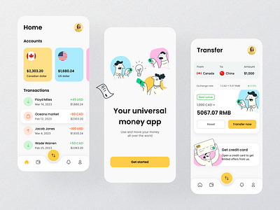 Money transfer app - Mobile UI design app design clean finance illustration minimal mobile app money transfer ui ui design ux web design