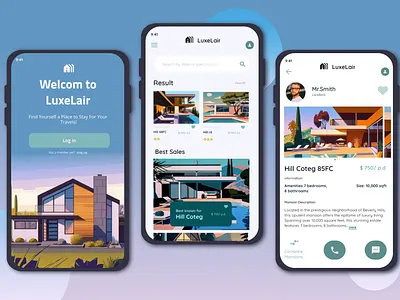 LuxeLair art design flat illustration illustration art minimal ui vector
