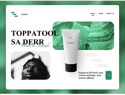 ZAKIN Men Skincare green landing page skin skincare ui ux design