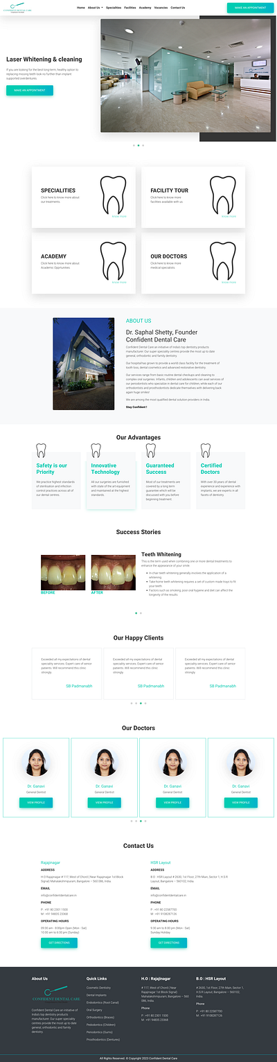 Confident Dental Care custom php template design php custom template ui
