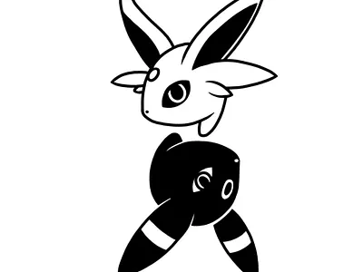 Speon&Umbreon blackwork tattoo design design illustration
