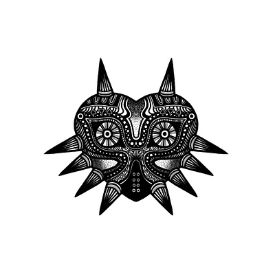 Majora's Mask Blackwork Tatto Design design illustration