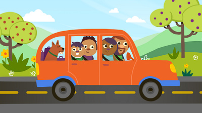 Family Trip car characterdesign church colorful cute family illustration illustrator photoshop roadtrip