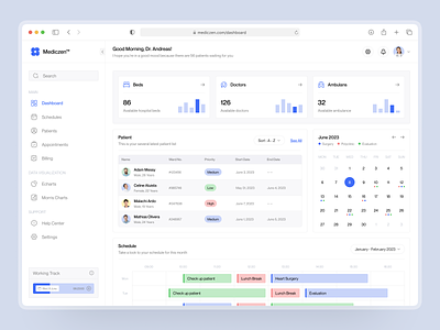 Mediczen - Medical Doctor Dashboard card clean design dashboard design doctor doctor dashboard health health care medic medical dashboard patient ui ui design uiux