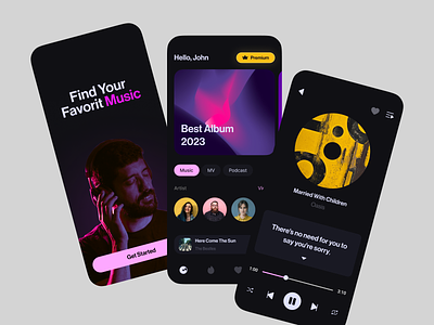 Musica - Music Player app branding company daily ui dark design digital dribbble graphic design icon layout minimalist mobile music music player player spotify typhorgraphy ui ux