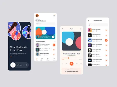 Podcast App android app application audio audio book ios mobile mobile ui mp3 music app music player player podcast ui podcasting streaming app ui design ui kit uiux user interface