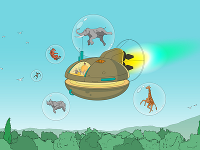 Safari 2100 AD animals comic future illustration jean giraud ligne claire moebius space spaceship