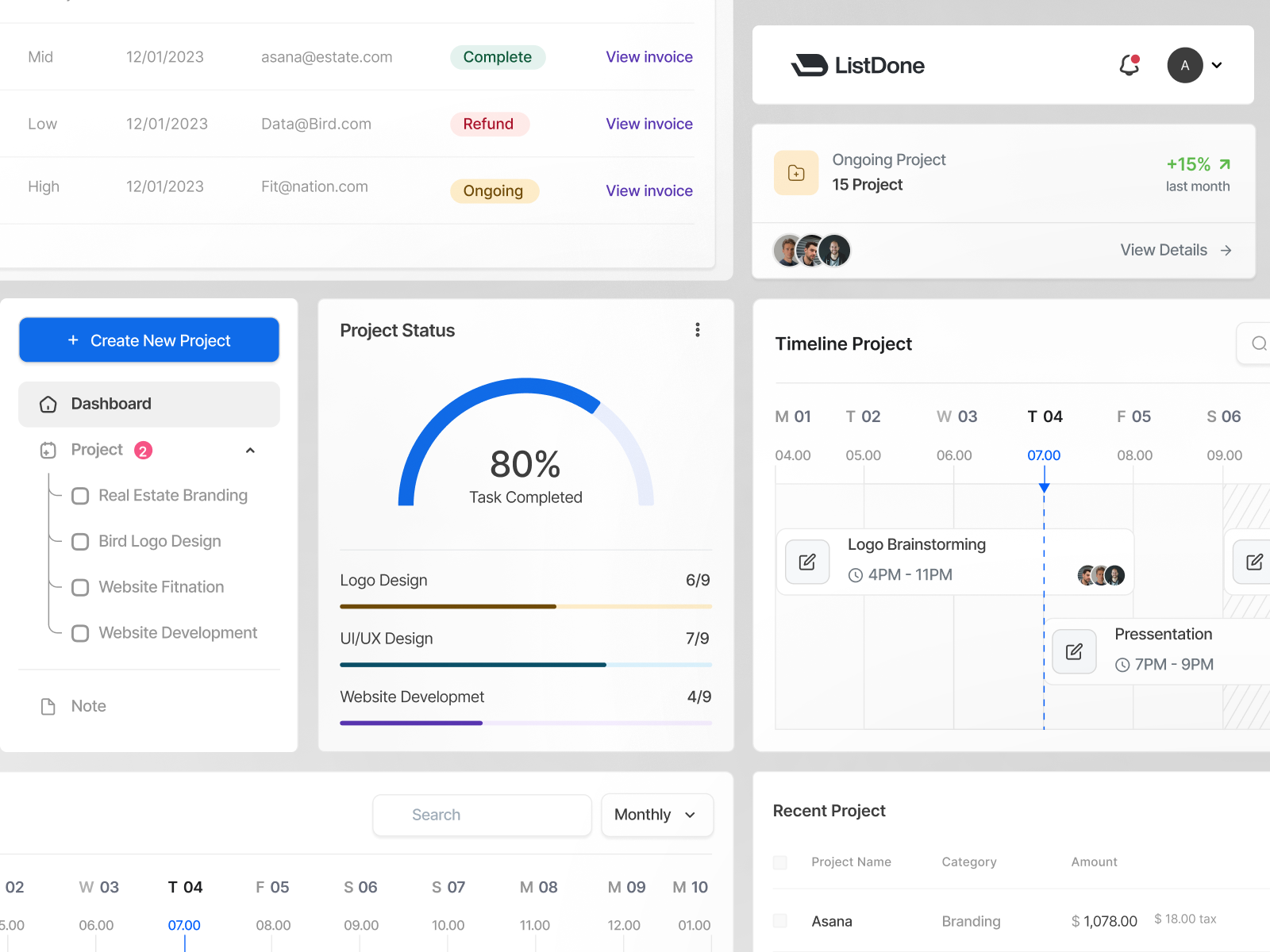 ListDone - Task management app analytics app dashboard data management product productivity saas software task management task tracker team manager to do tracking ui uiux web web dashboard webb app worklist