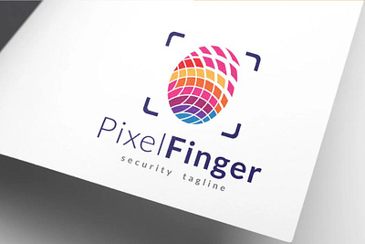 Pixel Finger Print Scan Security Logo identify