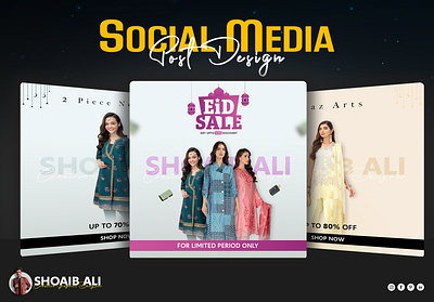 Eid Festive Sale Posts Designs app branding creative post design eid facebook post graphic design illustration instagram post logo social ui vector