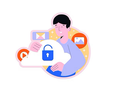 Storage 2d backup cloudbackupsolutions cloudcomputing cloudstorage datasecurity digitalstorage filesharing flat illustration man remotestorage woman