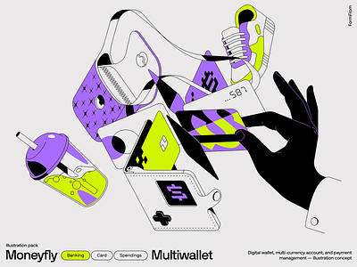 Multiwallet - Illustration art bank business credit card crypto currency design gadget illustration money technology vector wallet web