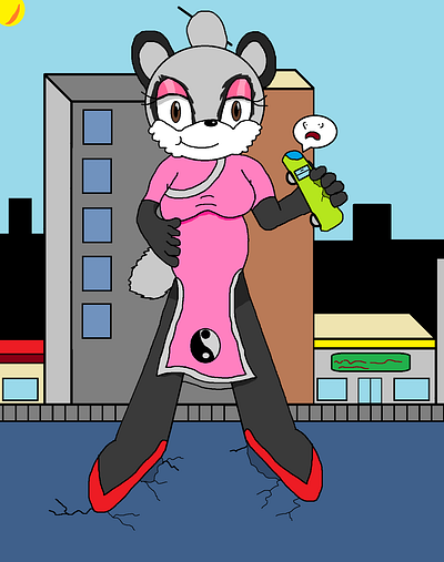 Mei Ling the Giant Panda (Old Artwork) anthro character chinese dresses fantasy furry giant illustration mobian sonic woman