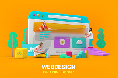 Webdesign Website UI UX Design 3D Illustration 3d animation art branding digital digital art flat homepage icon illustration illustrator landing page minimal ui ux vector web webdesign website
