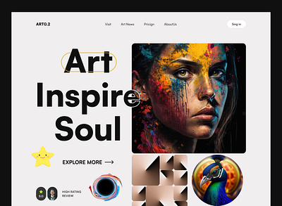 Art landing page art art design art web design branding dailyui design landign page art landing page product ui ui ux ux web web design webdesigner website website design