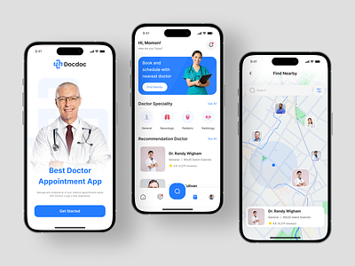 Docdoc - Health Care Mobile App app app design appointment booking app control doctor app doctor mobile app general checkup health app health care health care app medicine app mobile mobile app ui kit